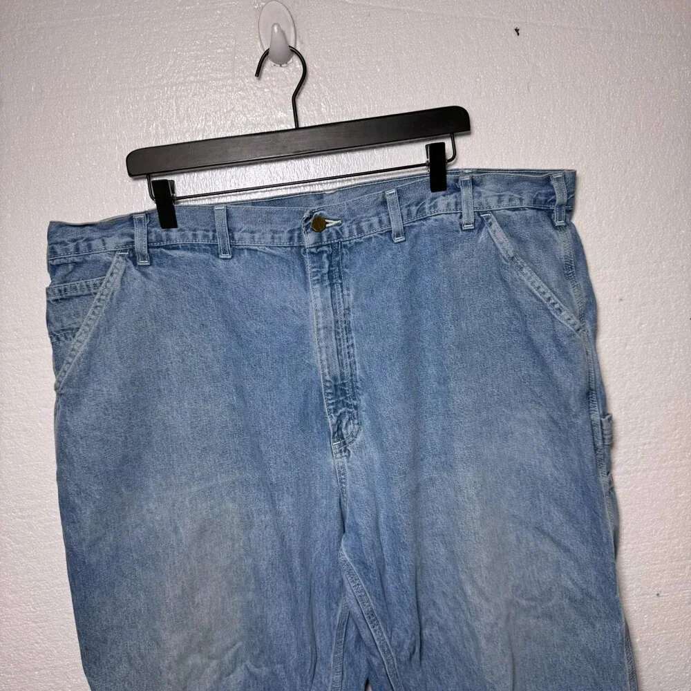 Carhartt Mens Size 44 x 32 Carpenter Jeans Denim Pockets Work Wear Utility Blue